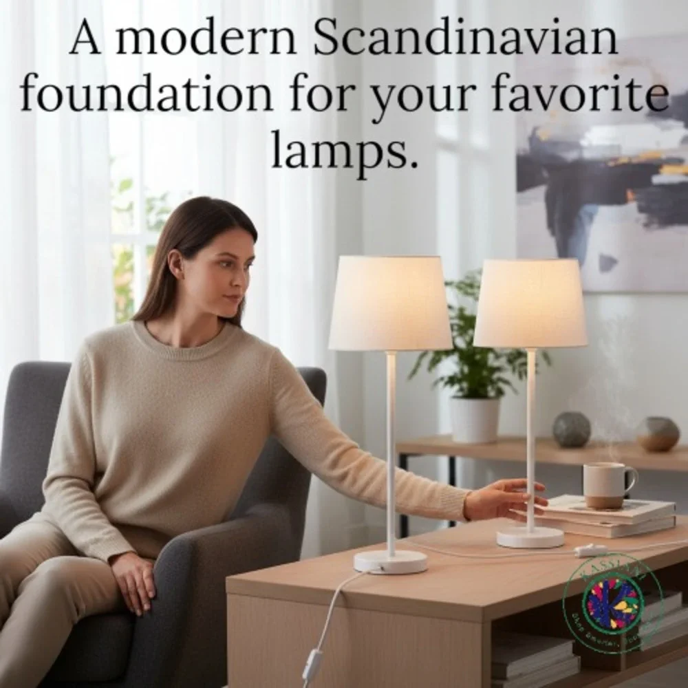 Set of 2 IKEA STRÅLA Table Lamp Bases – White Scandinavian Lighting
